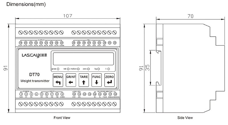 DT70 Rail-Mounted Digital Weight Transmitter for Industrial Weighing 4