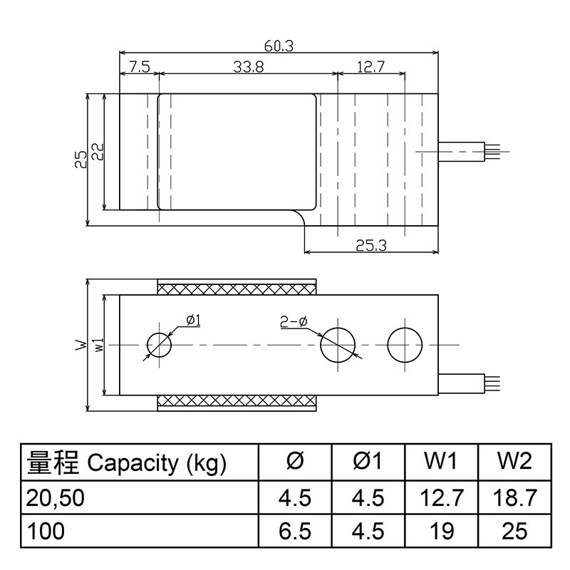 MBB Low-Profile Miniature Bending Beam Load Cell for Bench Scales 6